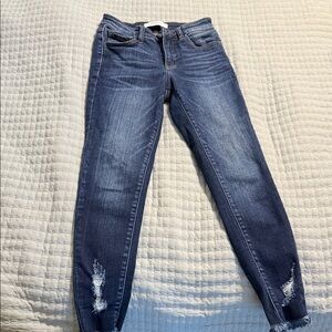 Signature Buckle Exclusive Classic Blue Distressed Women's Jeans